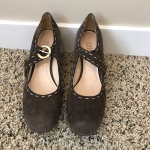 Franco Sarto Brown Mary Jane Wedges